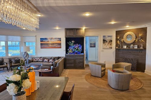custom aquarium with reef inserts installed in NJ home.
