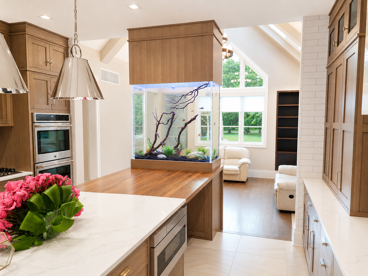 Custom Island Aquarium in Kitchen and Family Room | Lakewood NJ